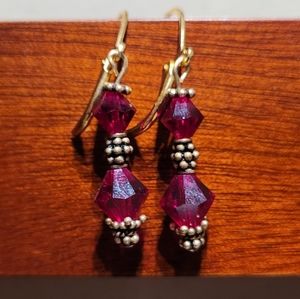 Red and gold drop earrings